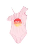 Givenchy Kids maillot de bain asymétrique à logo imprimé - Rose