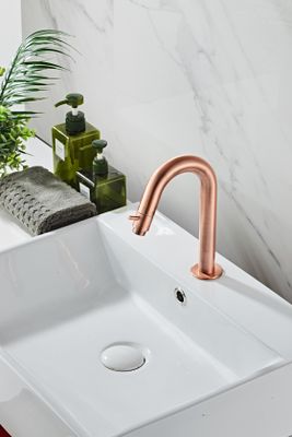 Fonteinkraan SaniClear Copper | Opbouw | Koudwater kraan | Standaard model | 1-knop | Rond | Geborsteld koper