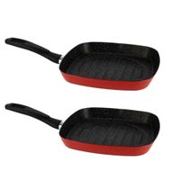 Set van 2x stuks aluminium grillpan Cordoba vierkant met anti-aanbak laag 27 cm - thumbnail