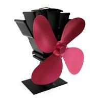 YL603 eco-vriendelijke aluminium Warmteaangedreven kachel ventilator met 4 bladen voor hout/gas/pellet kachels (Rose Red)