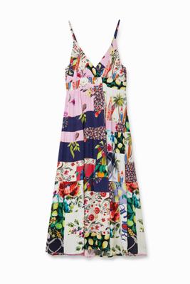 Lange jurk met patchwork - MATERIAL FINISHES - L