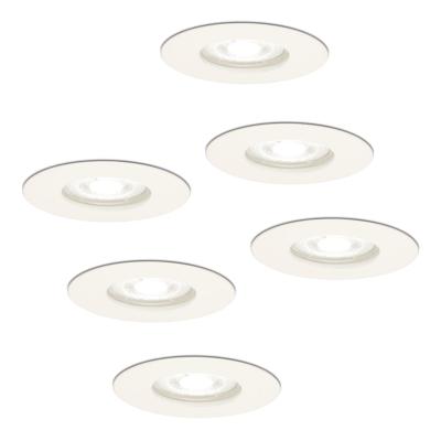 Set van 6 Bari LED inbouwspot - 5 Watt 400 lumen - 6000K daglicht wit - GU10 - Dimbaar - Rond - IP65 waterdicht - Wit - Voor binnen, buiten en badkamer