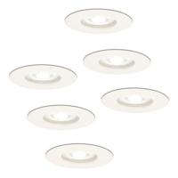 Set van 6 Bari LED inbouwspot - 5 Watt 400 lumen - 6000K daglicht wit - GU10 - Dimbaar - Rond - IP65 waterdicht - Wit - Voor binnen, buiten en badkamer
