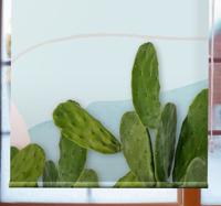 Kunst rolgordijnën "kawaii"-achtige vormen met cactus