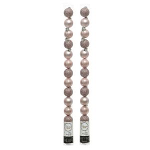 28x stuks kleine kunststof kerstballen lichtroze (blush) 3 cm