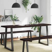 Tafelblad natuurlijke rand 180x40x(2-6)cm eikenhout donkerbruin