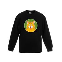 Sweater zwart met oranje kat kinderen