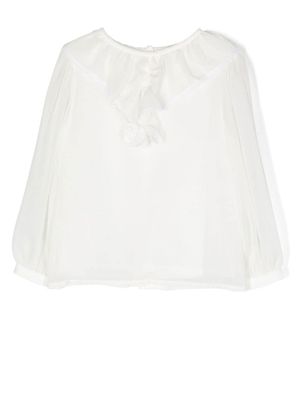 Patachou blouse en chiffon à volants - Blanc