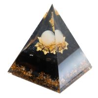 Orgonite Piramide Zwarte Toermalijn met Kwarts Bol in Lotusbloem (80 mm) - thumbnail