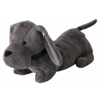 Deurstopper gewicht - dieren thema Teckel hondje - 1 kilo - grijs - polyester - 38 x 15 cm