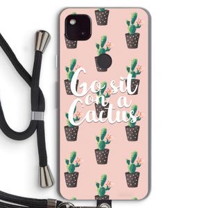 Cactus quote: Pixel 4a 5G Transparant Hoesje met koord