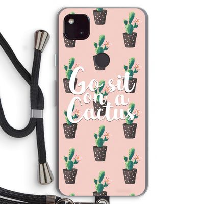Cactus quote: Pixel 4a 5G Transparant Hoesje met koord