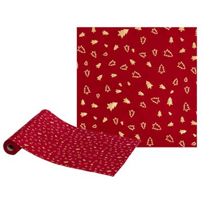 Decoratie stof/tafelloper - rood - 300 x 28 cm - polyester - tafelversiering - kerstdiner