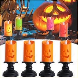 2/4 packs halloween pompoen kaarsen licht nieuw decoratief kandelaar windlicht led elektronisch kaarslicht creatief olielamp ornament klein nachtlampje Lightinthebox