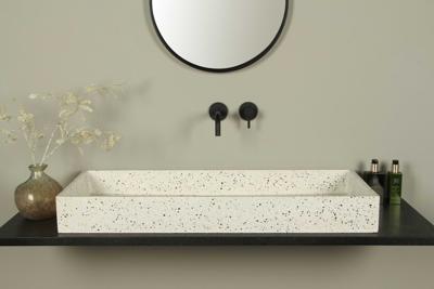 Terrazzo Waschbecken, weiß terrazzo, rechteckig 100×39 cm | TRZ-512lt