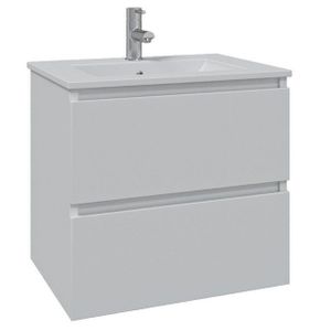 Adema Chaci Badkamermeubelset - 60x46x57cm - 1 keramische wasbak wit - 1 kraangat - 2 lades - mat wit SW1212762/SW733780