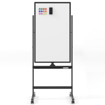 Draagbaar Rollend Whiteboard Omkeerbaar Droog Schoolbord Zwarte Markers en Lade Gum Magneten in Hoogte Verstelbaar voor School Kantoor