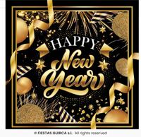 Elegante Nieuwjaar Servetten Zwart/Goud (20st)