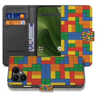 Kleurrijk Blokken Design Book Case Hoesje voor Fairphone 6 met 3 Pasjes