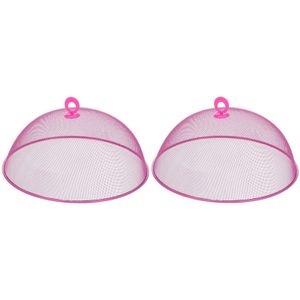 2x Vliegenkappen roze voor voedsel 35 cm