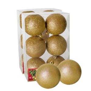 12x stuks kerstballen goud glitters kunststof 8 cm