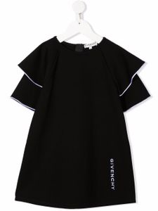 Givenchy Kids robe volantée à logo brodé - Noir