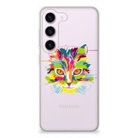 Samsung Galaxy S23 Telefoonhoesje met Naam Cat Color - thumbnail