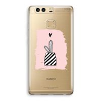 Zwart-wit cactus: Huawei P9 Transparant Hoesje