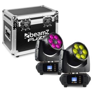 Beamz 2x Fuze610Z Wash LED movinghead met flightcase