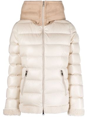 Moncler veste Guichard à bordure en peau lainée - Tons neutres