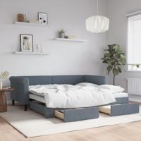 Slaapbank onderschuifbed en lades 90x190 cm fluweel donkergrijs