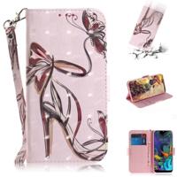 3D schilderij Butterfly hoge hakken patroon gekleurde tekening horizontale Flip lederen case voor LG K50 met houder & kaartsleuven & portemonnee