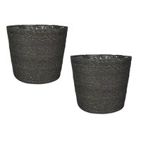 Set van 3x stuks plantenpot/bloempot van jute/zeegras diameter 22 cm en hoogte 19 cm grijs - thumbnail