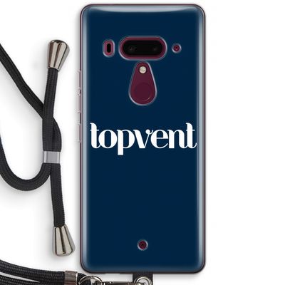Topvent Navy: HTC U12+ Transparant Hoesje met koord