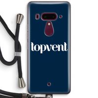 Topvent Navy: HTC U12+ Transparant Hoesje met koord