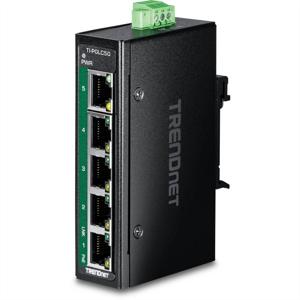 TRENDnet TI-PGLC50 5-poorts Gigabit PoE+ industriële DIN-rail Mini Switch