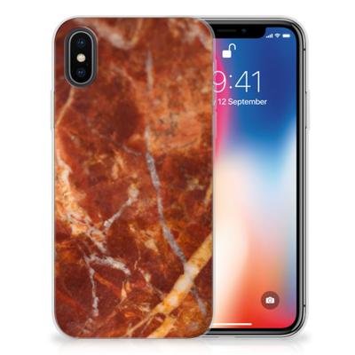 Apple iPhone X | Xs | TPU | Siliconen hoesje | Marmer Bruin