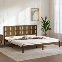 Bedframe massief grenenhout honingbruin 200x200 cm
