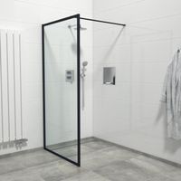 Saniclass Bellini Inloopdouche - 100x200cm - veiligheidsglas - mat zwarte lijst rondom - anti kalk Mirrors-100 - thumbnail