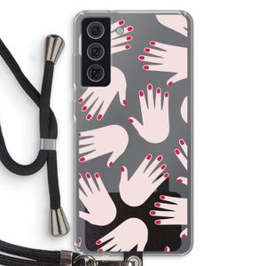 Hands pink: Samsung Galaxy S21 FE Transparant Hoesje met koord