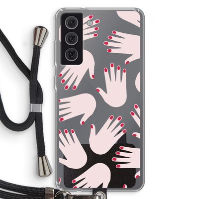 Hands pink: Samsung Galaxy S21 FE Transparant Hoesje met koord