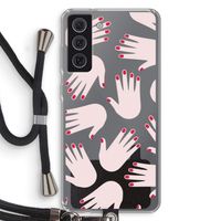 Hands pink: Samsung Galaxy S21 FE Transparant Hoesje met koord