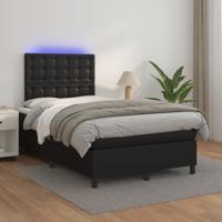 Boxspring met matras en LED kunstleer zwart 120x200 cm