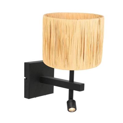 Steinhauer WandlampStang zwart met strokleurige kap - 3702ZW