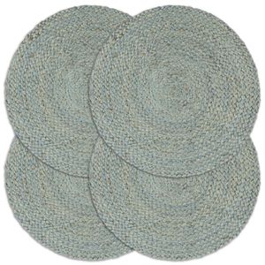 VidaXL Placemats 4 st rond 38 cm jute olijfgroen