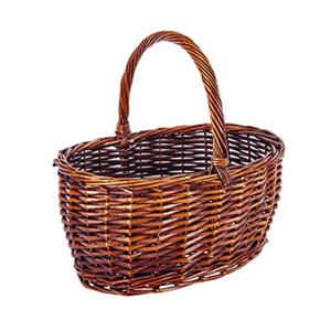 CM Picknickmand met hengsel - mahonie - riet - 34 x 28 x 18 cm - rieten mand