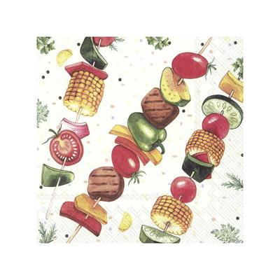IHR tafel servetten - BBQ print - 40x stuks - 3-laags - 33 x 33 cm - papier