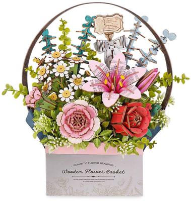 Robotime Houten Bloemenmand Bloemen Bouwpakket Knutselen Cadeau Hobby Modelbouw