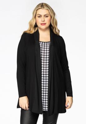 Yoek Vest-blouse PIED DE POULE | Zwart | Maat 58/60
