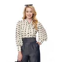 Unique Vintage Gwen Dot Blouse Ivory & Black-XXXL